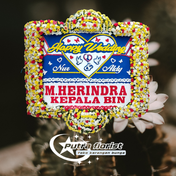 Papan Bunga Happy Wedding HW018