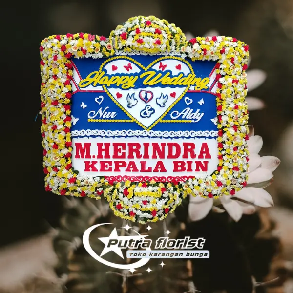 Papan Bunga Happy Wedding HW018